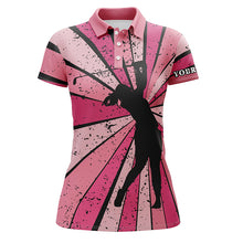 Load image into Gallery viewer, Vintage pink Womens golf polo shirt custom golf tops for women, team golf shirts ladies gift for mom NQS5381
