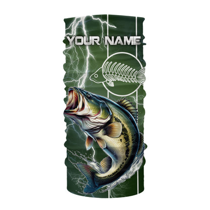 Largemouth Bass Fishing Custom Long sleeve Fishing Shirts, Bass green lightning reaper Fishing jerseys NQS4015