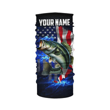 Load image into Gallery viewer, Bass Fishing 3D American Flag patriotic blue galaxy Custom long sleeve Fishing Shirts NQS5397