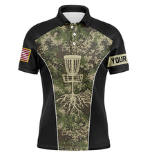 Load image into Gallery viewer, Mens disc golf polo shirts custom Disc Golf Basket Tree Camouflage, personalized disc golf gifts NQS5857