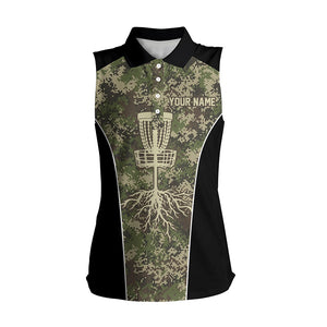 Women sleeveless disc golf polo shirt custom Disc Golf Basket Tree Camouflage disc golf gifts NQS5857