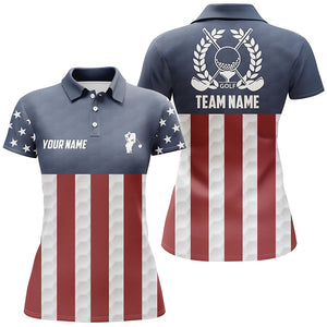 Womens golf polo shirts golf clubs American flag custom patriotic ladies golf shirt, golf gifts | Navy NQS5859