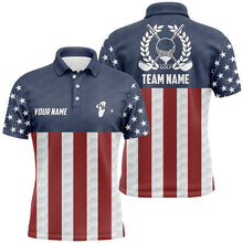 Load image into Gallery viewer, Mens golf polo shirts American flag custom patriotic team mens golf shirt, golfing gifts | Navy NQS5859