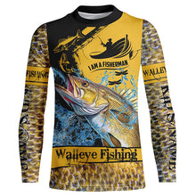 Load image into Gallery viewer, I am a fisherman Walleye Fishing Custome sun protection long sleeve fishing shirt for men, women, kid NQS258