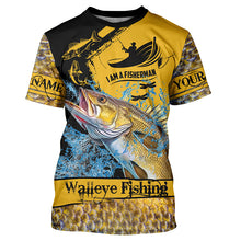 Load image into Gallery viewer, I am a fisherman Walleye Fishing Custome sun protection long sleeve fishing shirt for men, women, kid NQS258