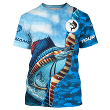 Load image into Gallery viewer, Sailfish saltwater fishing Custom sea blue camo UV Protection Fishing shirts, sailfish fishing Jerseys NQS5630