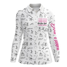 Load image into Gallery viewer, Funny Womens golf polo shirts custom I hate golf nice shot I love golf icons pattern ladies golf tops NQS6080