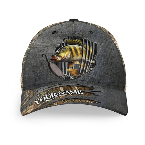Smallmouth Bass fishing camo custom fishing hat, smallmouth bass baseball cap NQS3884