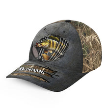 Load image into Gallery viewer, Smallmouth Bass fishing camo custom fishing hat, smallmouth bass baseball cap NQS3884
