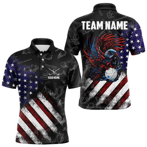 Retro American Flag Eagle Golf Polo Shirt for Men Custom Patriotic Golf Team Jersey best golf gifts NQS9633