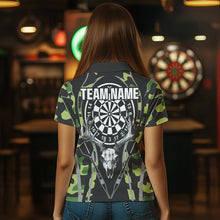Load image into Gallery viewer, Deer Skull Darts Board Green Camo Darts Polo, Quarter zip Shirts For Women Custom Team Darts Jersey NQS9636
