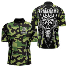 Load image into Gallery viewer, Deer Skull Darts Board Green Camo Darts Polo, Quarter zip Shirts For Men Custom Team Darts Jersey NQS9636