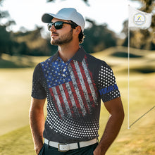 Load image into Gallery viewer, Personalized golf polo shirts for Men Vintage American Flag Custom patriotic golf tops for mens NQS9835