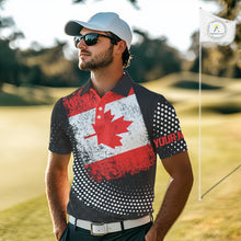 Load image into Gallery viewer, Personalized golf polo shirts for Men Vintage Canadian Flag Custom patriotic golf tops for mens NQS9836