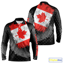 Load image into Gallery viewer, Personalized golf polo shirts for Men Vintage Canadian Flag Custom patriotic golf tops for mens NQS9836