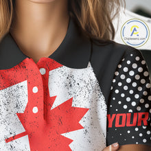 Load image into Gallery viewer, Personalized golf polo shirts for Women Vintage Canadian Flag Custom patriotic golf tops for ladies NQS9836