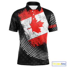 Load image into Gallery viewer, Personalized golf polo shirts for Men Vintage Canadian Flag Custom patriotic golf tops for mens NQS9836