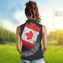 Load image into Gallery viewer, Personalized golf sleeveless polo shirts Vintage Canadian Flag Custom patriotic golf tops for ladies NQS9836