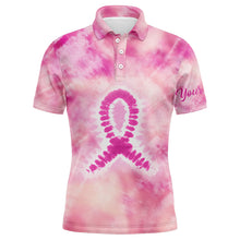 Load image into Gallery viewer, Men golf polo shirts custom pink tie dye breast cancer awareness golf tournament golf tops for men NQS6085