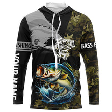 Load image into Gallery viewer, Largemouth Bass Fishing Camo UV protection custom long sleeve fishing apparel, Bass fishing jerseys NQS8198