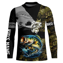 Load image into Gallery viewer, Largemouth Bass Fishing Camo UV protection custom long sleeve fishing apparel, Bass fishing jerseys NQS8198