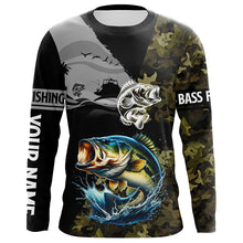 Load image into Gallery viewer, Largemouth Bass Fishing Camo UV protection custom long sleeve fishing apparel, Bass fishing jerseys NQS8198