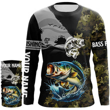 Load image into Gallery viewer, Largemouth Bass Fishing Camo UV protection custom long sleeve fishing apparel, Bass fishing jerseys NQS8198