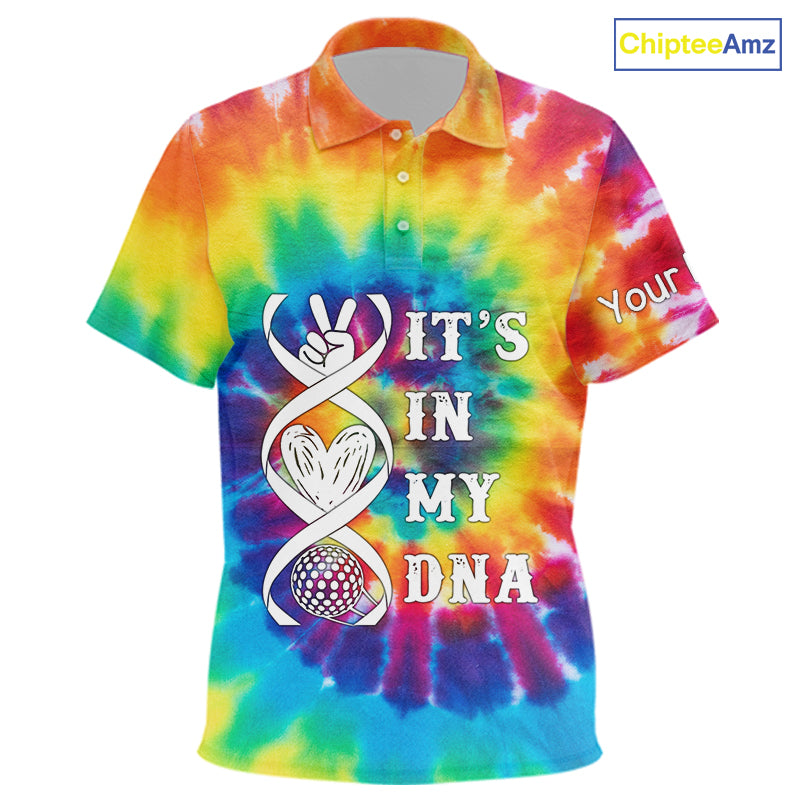 Kid golf polo shirts colorful tie dye pattern custom It's in my DNA peace love golf top for Kid NQS10391