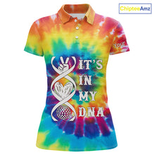 Load image into Gallery viewer, Women golf polo shirts colorful tie dye pattern custom It&#39;s in my DNA peace love golf top for ladies NQS10391