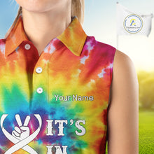 Load image into Gallery viewer, Women Sleeveless Polos colorful tie dye pattern custom It&#39;s in my DNA peace love golf top for ladies NQS10391