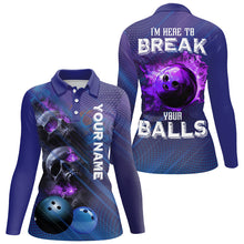 Load image into Gallery viewer, Purple Skull Flame Bowling Shirts For Women Custom Bowling Team Jerseys I'm here to break your balls NQS8635