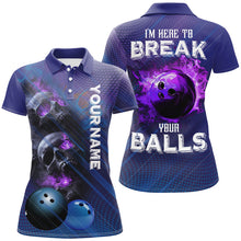 Load image into Gallery viewer, Purple Skull Flame Bowling Shirts For Women Custom Bowling Team Jerseys I'm here to break your balls NQS8635