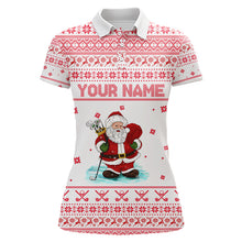 Load image into Gallery viewer, Funny ugly Christmas Womens golf polo shirts Santa Golfer, christmas polo shirts NQS6793