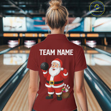Load image into Gallery viewer, Retro Red argyle pattern Christmas Santa Bowling shirts For Women custom bowling team jerseys Outfits NQS10994