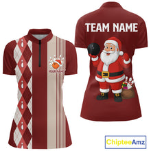 Load image into Gallery viewer, Retro Red argyle pattern Christmas Santa Bowling shirts For Women custom bowling team jerseys Outfits NQS10994