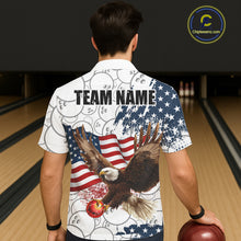 Load image into Gallery viewer, Red, White, Blue American Flag Eagle Bowling Hawaiian shirt Custom Patriotic Camo Bowling Team Jersey NQS11192