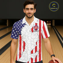 Load image into Gallery viewer, Personalized Red, White and Blue American Flag Bowling Team Hawaiian Shirt, Patriotic Bowling Gifts NQS11197
