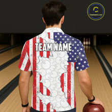 Load image into Gallery viewer, Personalized Red, White and Blue American Flag Bowling Team Hawaiian Shirt, Patriotic Bowling Gifts NQS11197