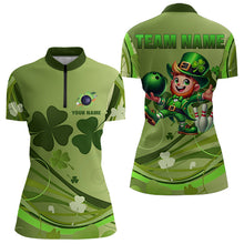 Load image into Gallery viewer, Green shamrock Lucky Women Bowling Polo, Quarter Zip Shirts Custom St Patrick Day Team bowling Shirts NQS9328