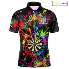 Load image into Gallery viewer, Colorful watercolor Dartboard Shirt for mens Custom Dart jerseys for team, dart league shirts NQS11397