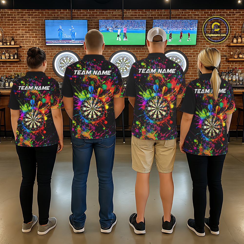Colorful watercolor Dartboard Shirt for mens Custom Dart jerseys for team, dart league shirts NQS11397