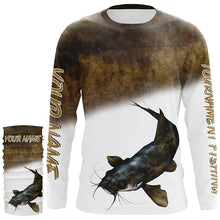 Load image into Gallery viewer, Flathead Catfish fishing scales customize name tournament fishing shirts personalized fishing gifts NQS209