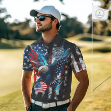 Load image into Gallery viewer, Personalized American Flag Eagle Lightning Thunder Golf Polo Shirts For Men, Patriotic Golfing Gifts NQS11717