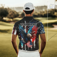 Load image into Gallery viewer, Personalized American Flag Eagle Lightning Thunder Golf Polo Shirts For Men, Patriotic Golfing Gifts NQS11717