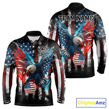 Load image into Gallery viewer, Personalized American Flag Eagle Lightning Thunder Golf Polo Shirts For Men, Patriotic Golfing Gifts NQS11717