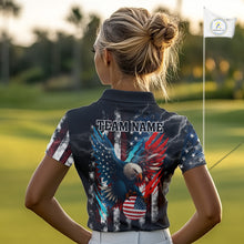 Load image into Gallery viewer, Personalized American Flag Eagle Lightning Thunder Golf Polo Shirts For Women, Patriotic Golfing Gift NQS11717