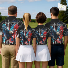 Load image into Gallery viewer, Personalized American Flag Eagle Lightning Thunder Golf Polo Shirts For Men, Patriotic Golfing Gifts NQS11717