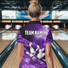 Load image into Gallery viewer, Purple Storm Lightning Thunder Bowling Polo, Quarter Zip Shirt For Women Custom Bowling Team Jersey NQS11720