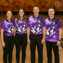 Load image into Gallery viewer, Purple Storm Lightning Thunder Bowling Polo, Quarter Zip Shirt For Women Custom Bowling Team Jersey NQS11720