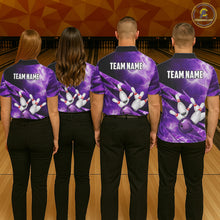 Load image into Gallery viewer, Purple Storm Lightning Thunder Bowling Polo, Quarter Zip Shirt For Women Custom Bowling Team Jersey NQS11720